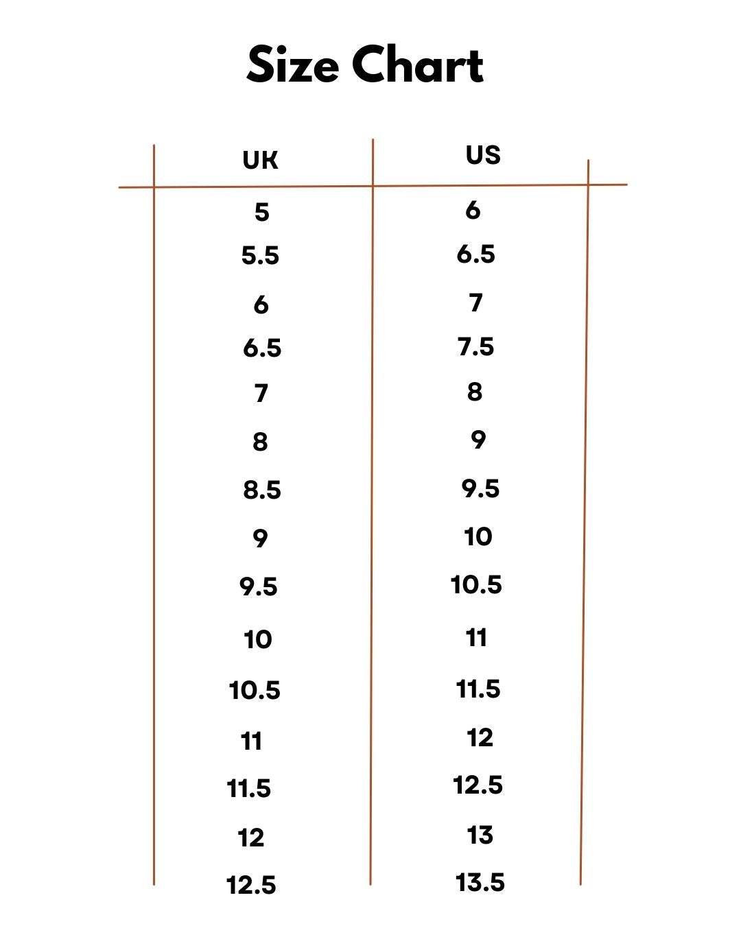 Size chart — MASSIMO LEATHER LOAFERS